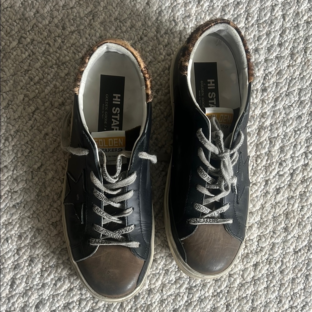 Golden Goose Style Black & Brown Hi Star Sneakers